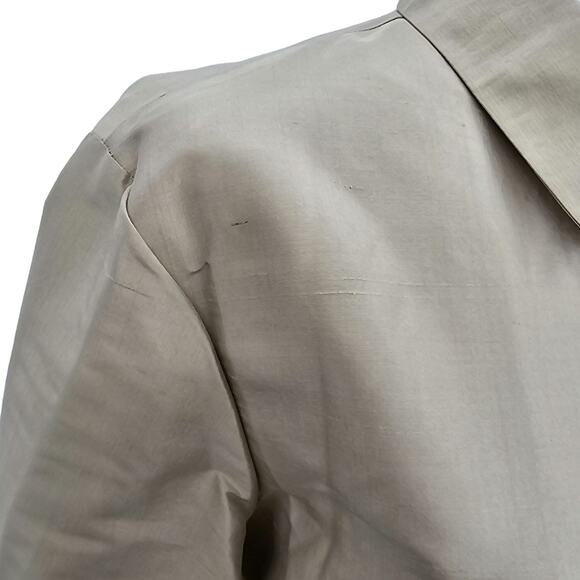 Silkland Woman size S 100% Textured Silk Tan Midi Shirt Dress Shell Buttons FLAW - Picture 5 of 9